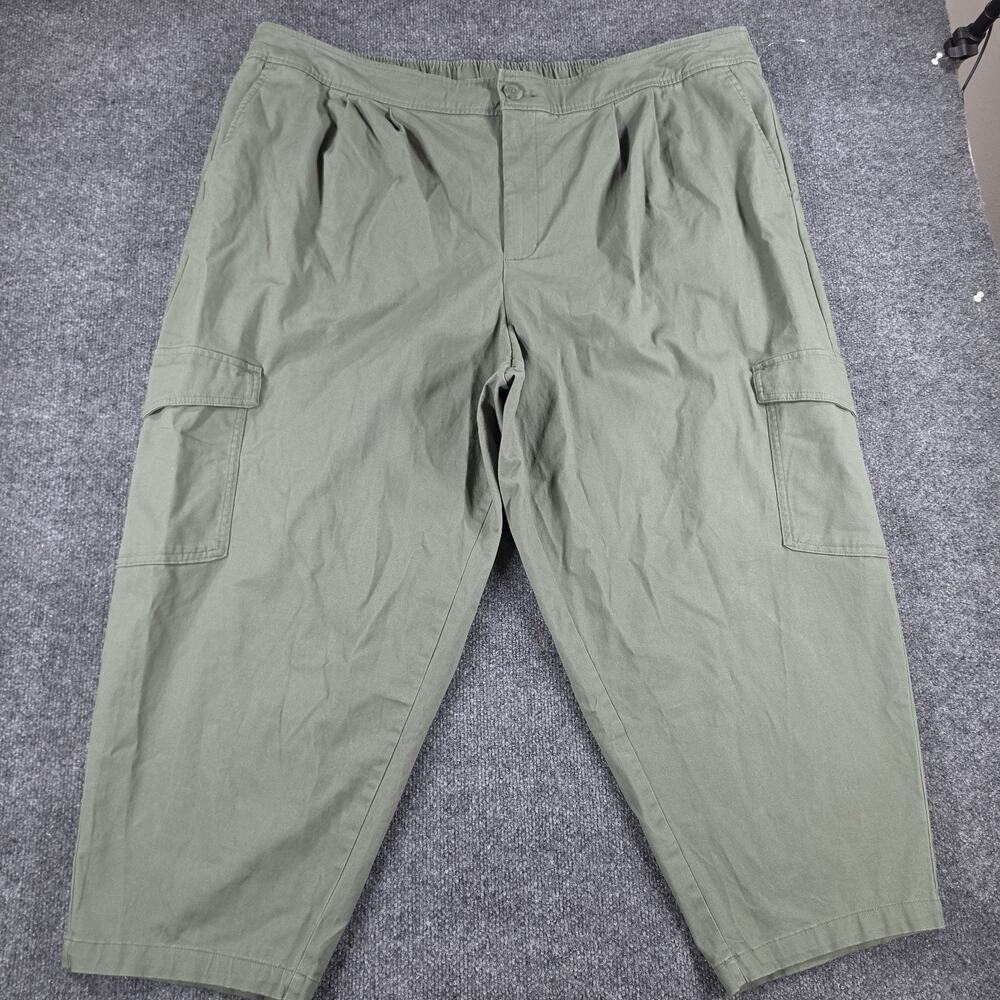 Ava & Viv Women's 3X Olive Green Cargo Cropped Pants Plus Size Elastic Waist